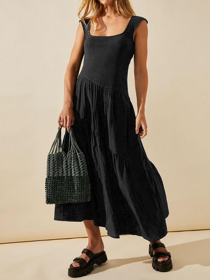 Boho Maxi Dress with Square Neckline
