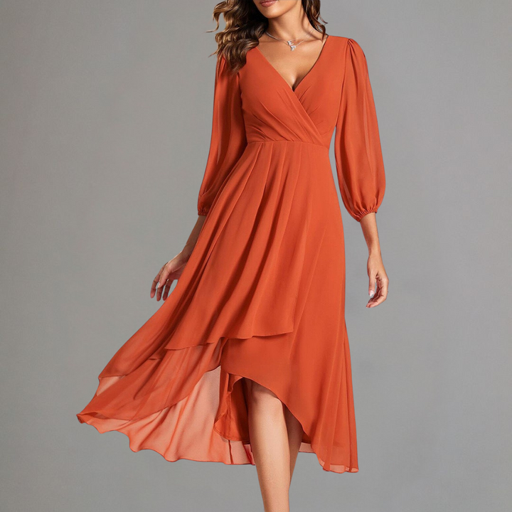 Rust Elegance Flowing Midi Dress