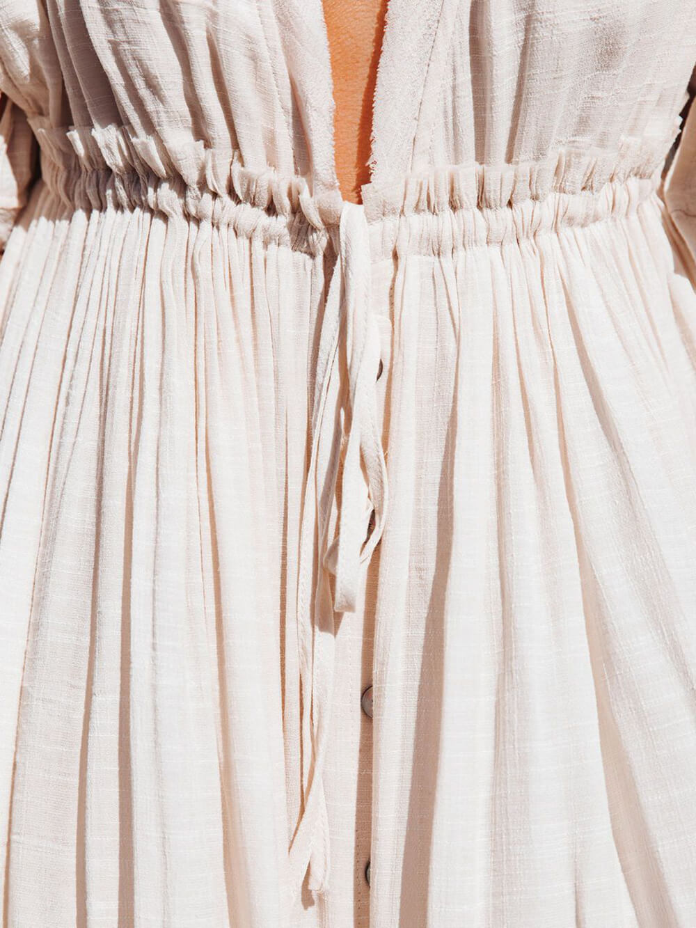 Buttoned Cotton Linen Perfect Boho Maxi Beach Dress