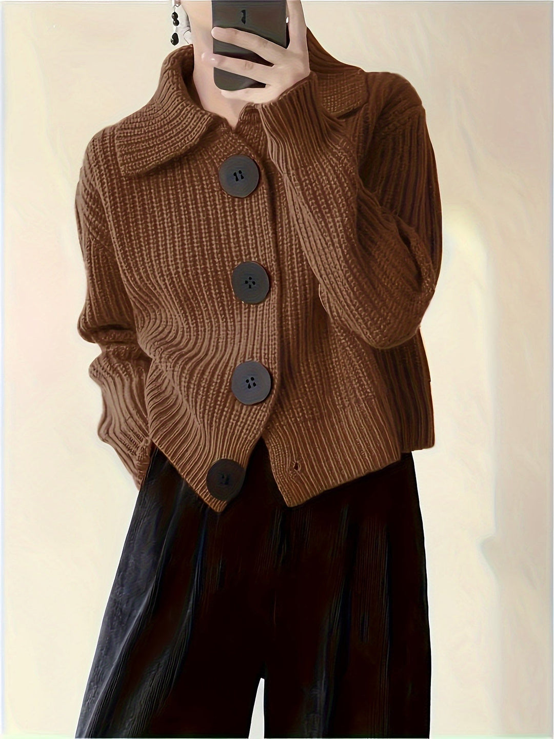 Amber Glow Chunky Button Cardigan