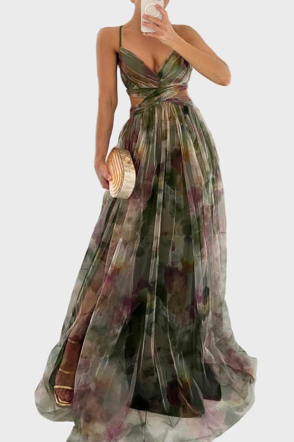 Multicolor Watercolor Maxi Dress