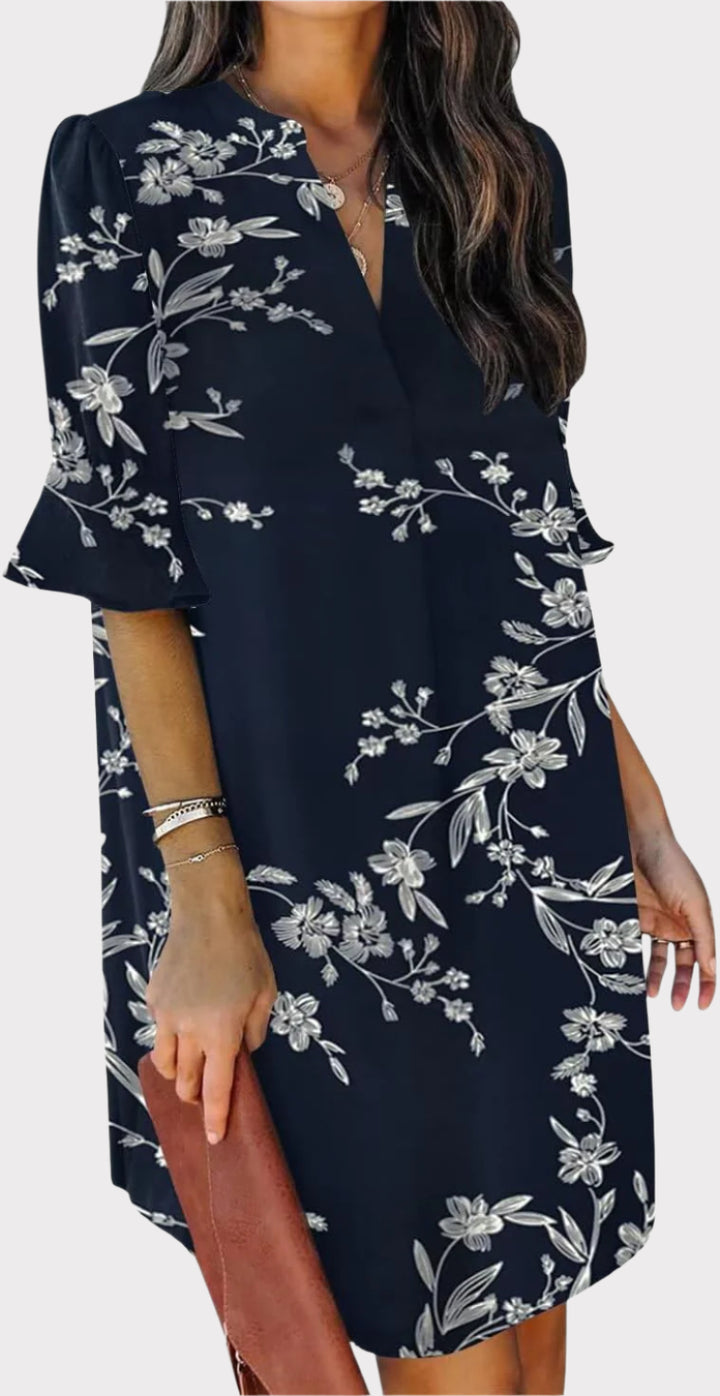 Summer Dresses for Women V Neck Ruffle Short Sleeve Casual Shift Dress