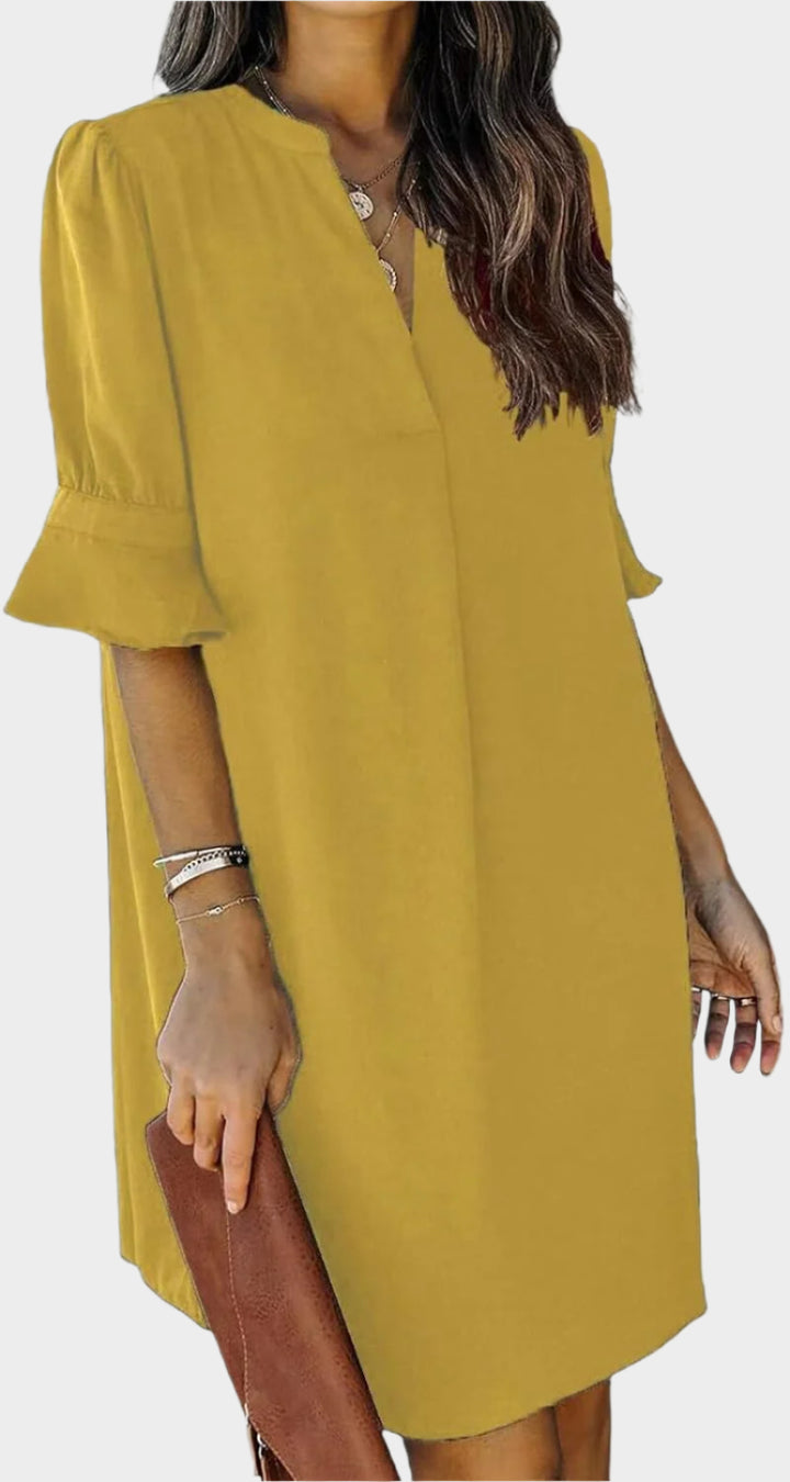 Summer Dresses for Women V Neck Ruffle Short Sleeve Casual Shift Dress