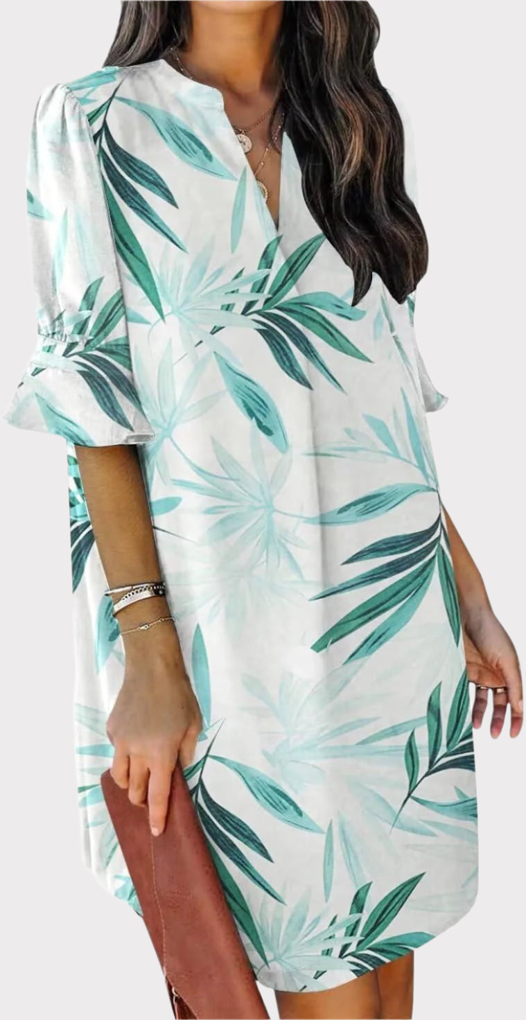 Summer Dresses for Women V Neck Ruffle Short Sleeve Casual Shift Dress