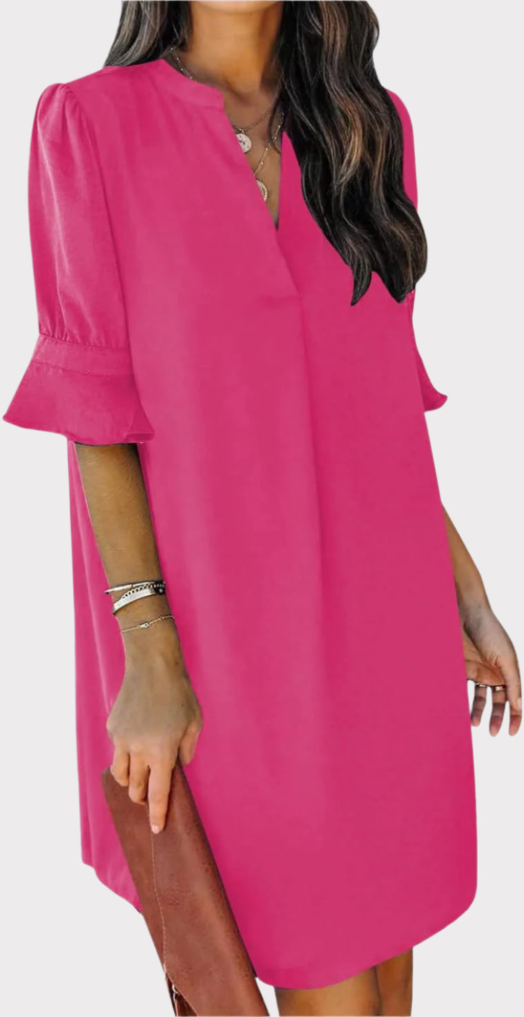 Summer Dresses for Women V Neck Ruffle Short Sleeve Casual Shift Dress