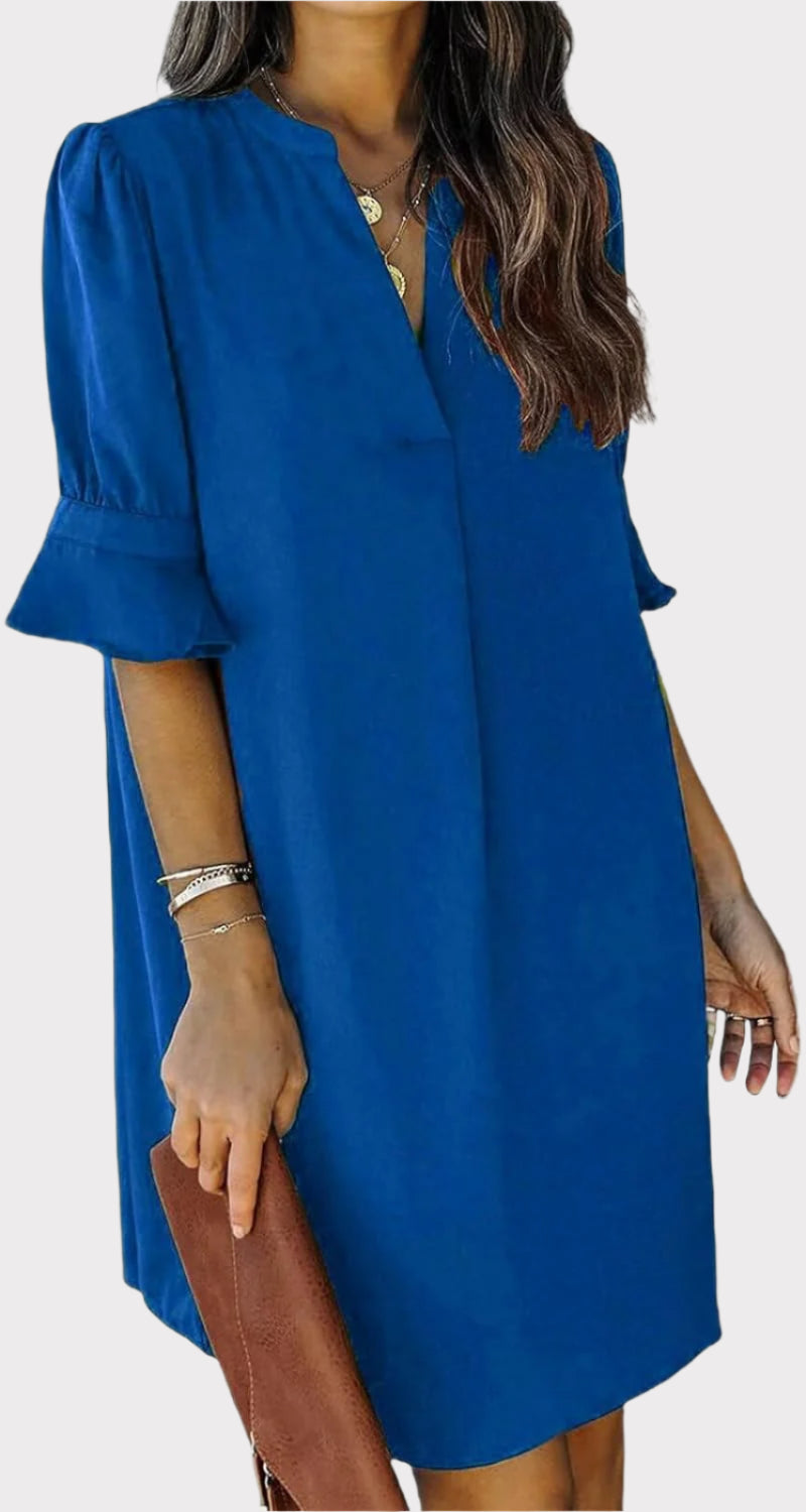 Summer Dresses for Women V Neck Ruffle Short Sleeve Casual Shift Dress