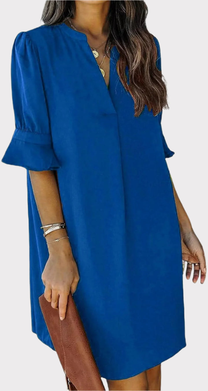 Summer Dresses for Women V Neck Ruffle Short Sleeve Casual Shift Dress