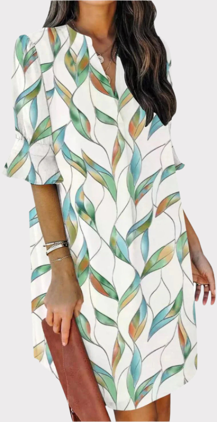 Summer Dresses for Women V Neck Ruffle Short Sleeve Casual Shift Dress