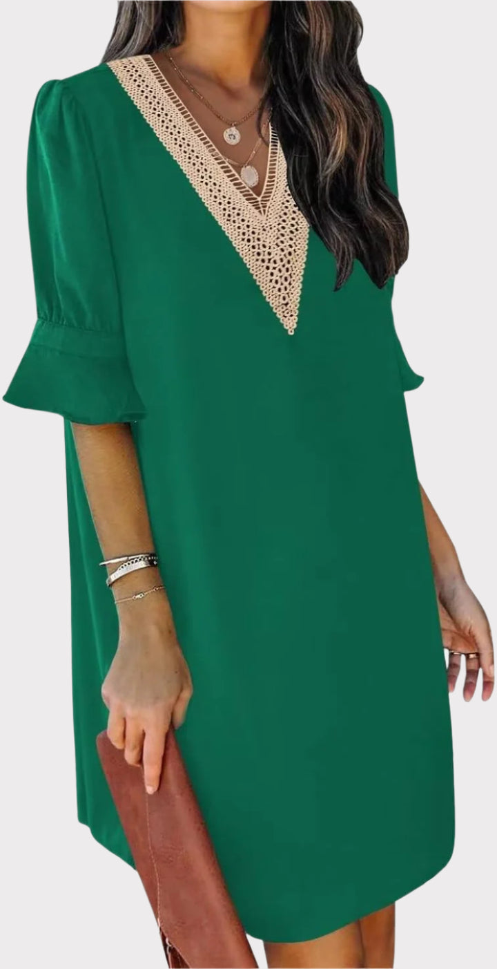 Summer Dresses for Women V Neck Ruffle Short Sleeve Casual Shift Dress