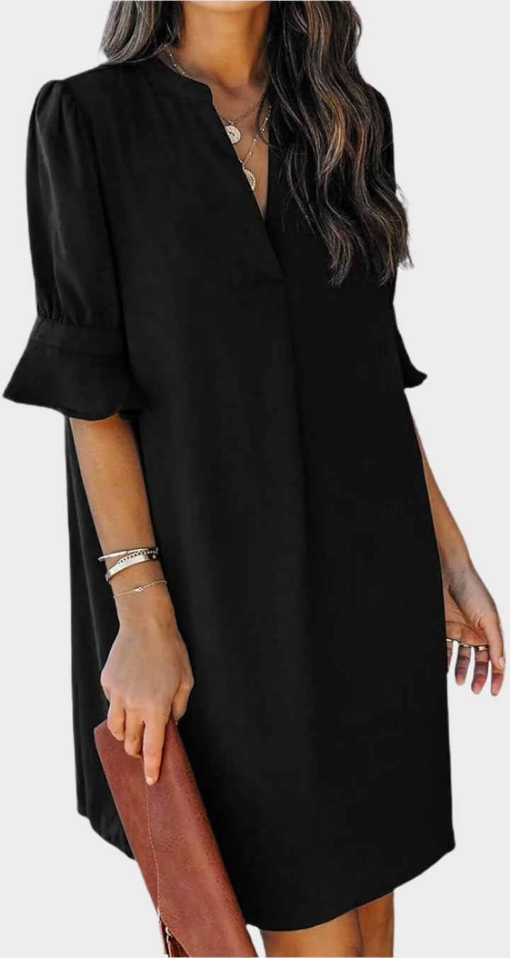 Summer Dresses for Women V Neck Ruffle Short Sleeve Casual Shift Dress