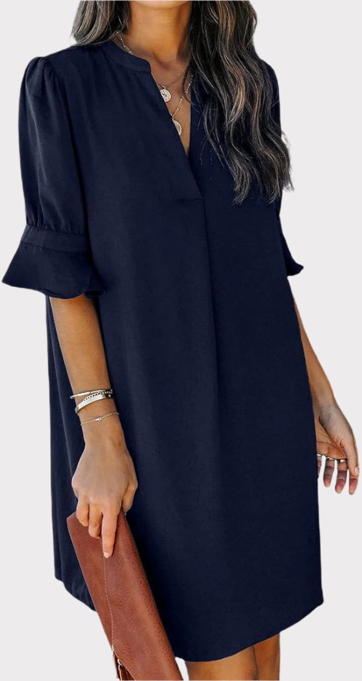 Summer Dresses for Women V Neck Ruffle Short Sleeve Casual Shift Dress