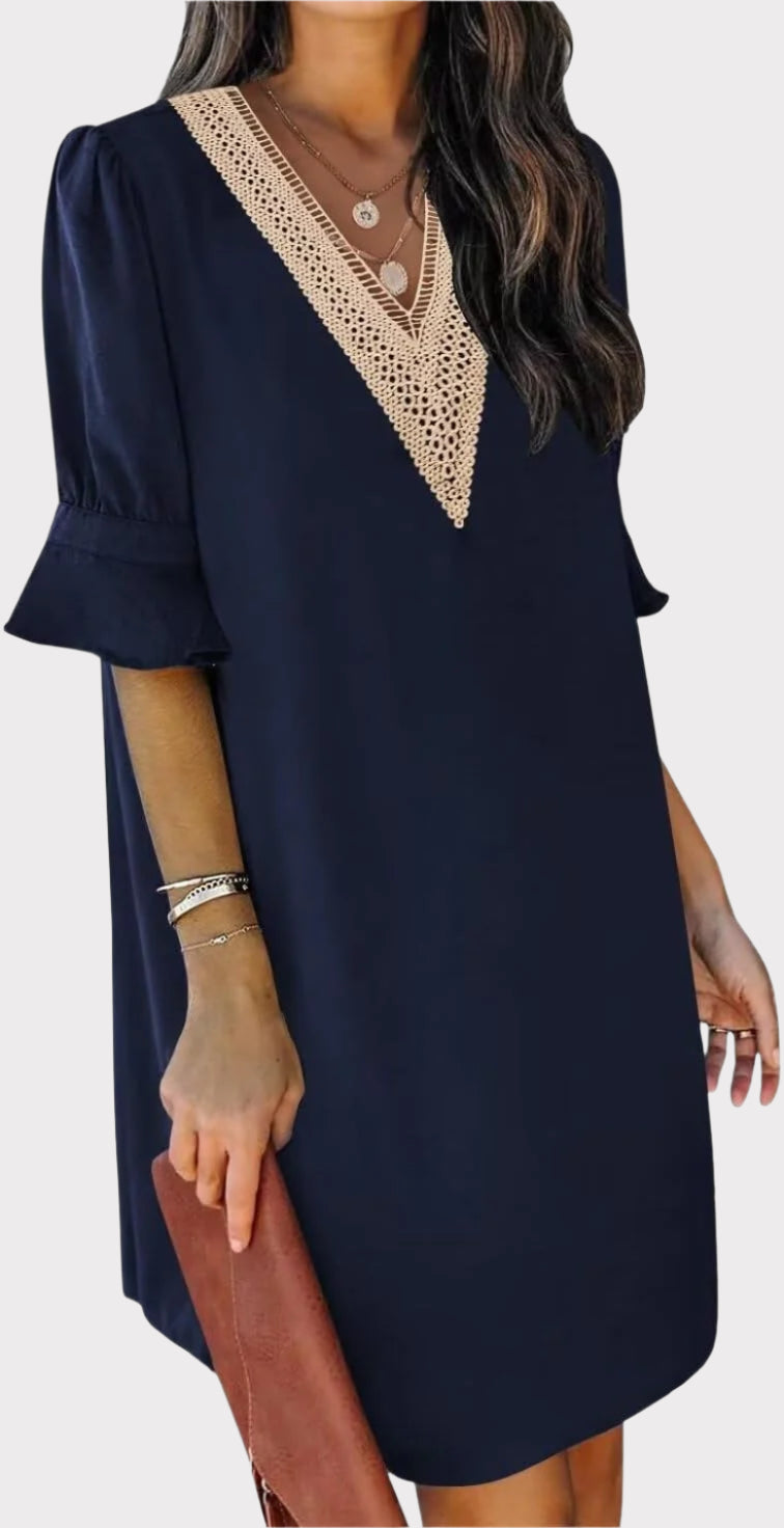 Summer Dresses for Women V Neck Ruffle Short Sleeve Casual Shift Dress