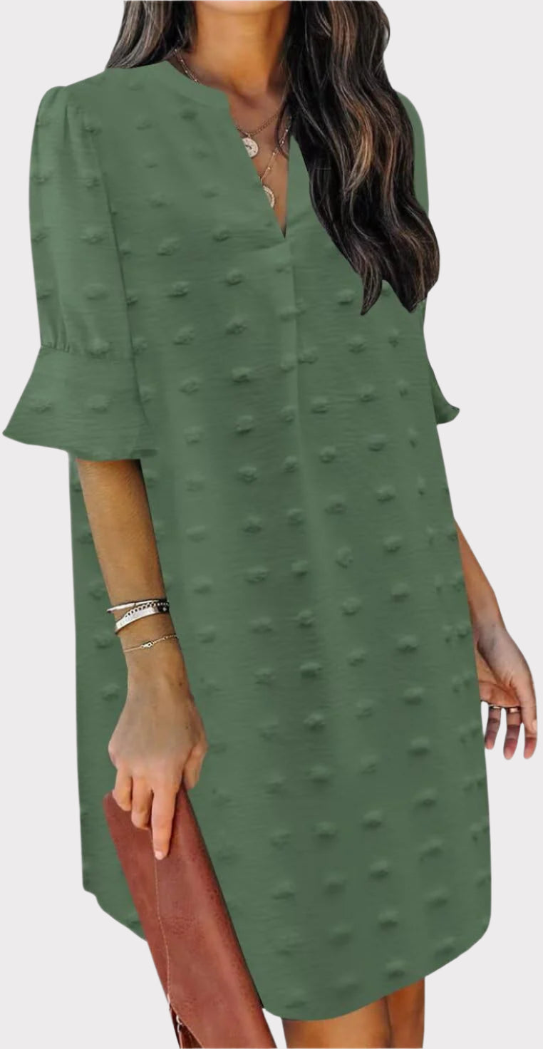 Summer Dresses for Women V Neck Ruffle Short Sleeve Casual Shift Dress