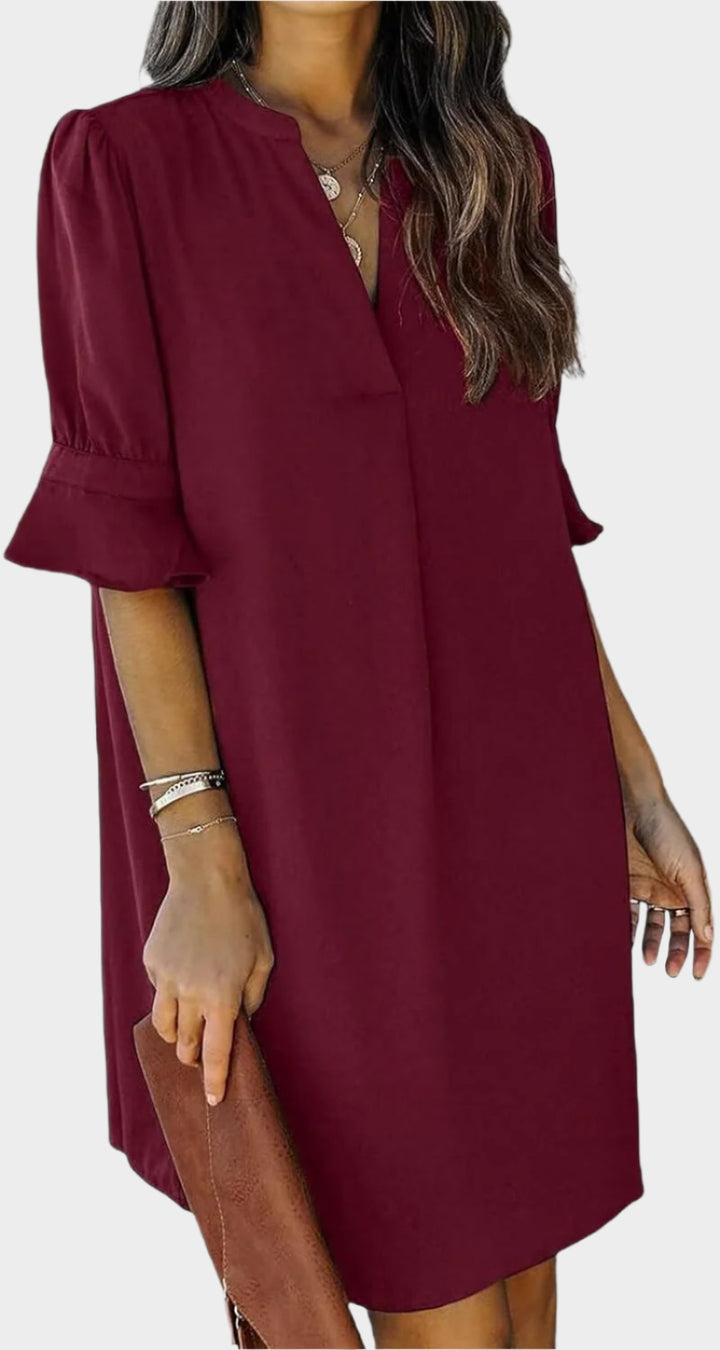 Summer Dresses for Women V Neck Ruffle Short Sleeve Casual Shift Dress