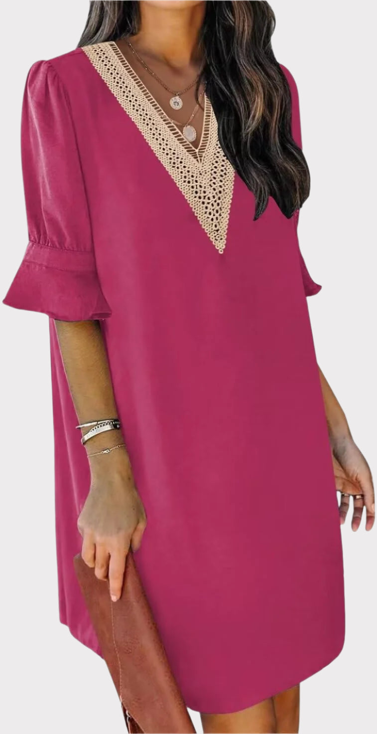 Summer Dresses for Women V Neck Ruffle Short Sleeve Casual Shift Dress