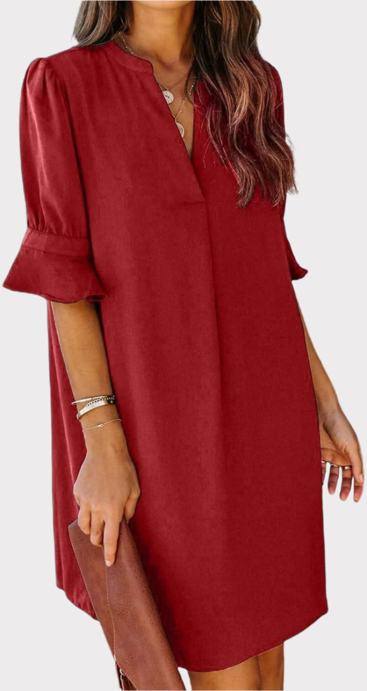 Summer Dresses for Women V Neck Ruffle Short Sleeve Casual Shift Dress