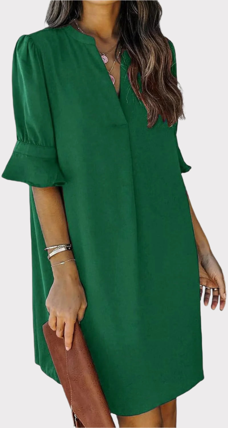 Summer Dresses for Women V Neck Ruffle Short Sleeve Casual Shift Dress
