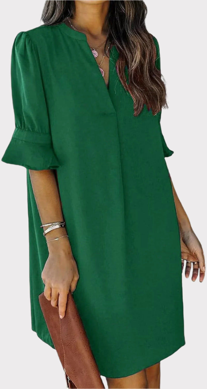 Summer Dresses for Women V Neck Ruffle Short Sleeve Casual Shift Dress