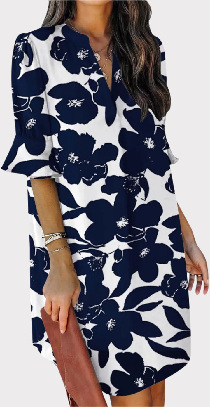 Summer Dresses for Women V Neck Ruffle Short Sleeve Casual Shift Dress