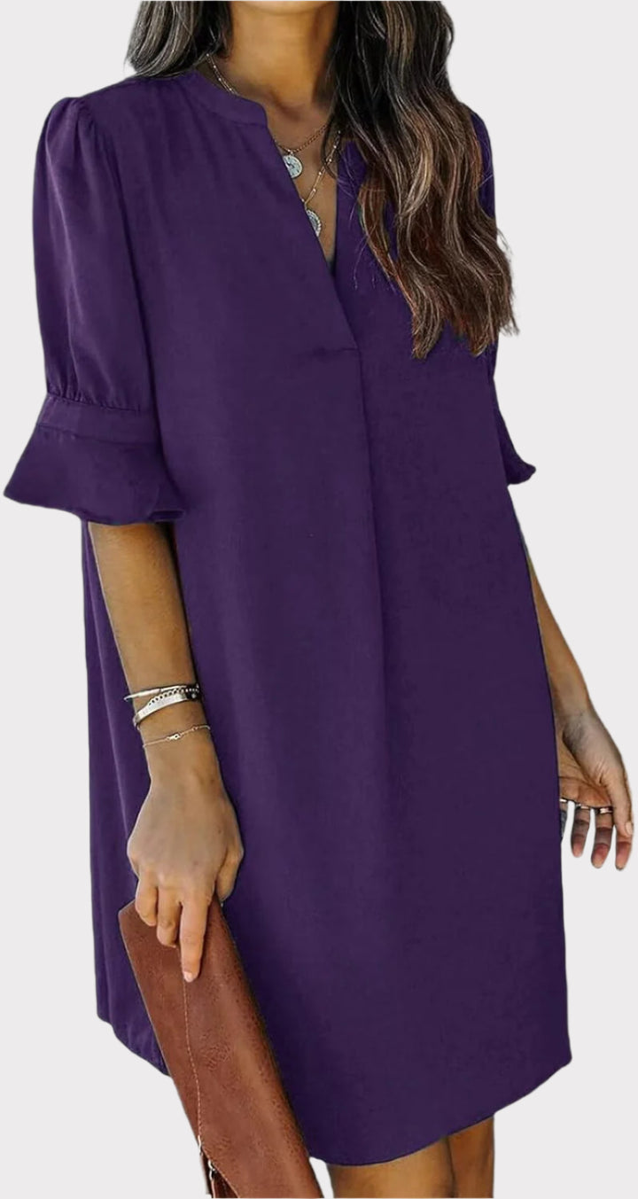 Summer Dresses for Women V Neck Ruffle Short Sleeve Casual Shift Dress