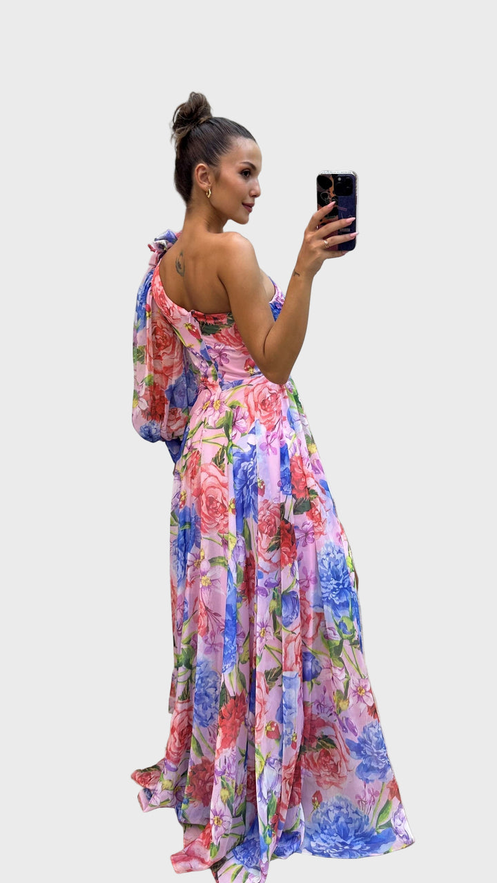 Floral Radiance One-Shoulder Maxi Dress