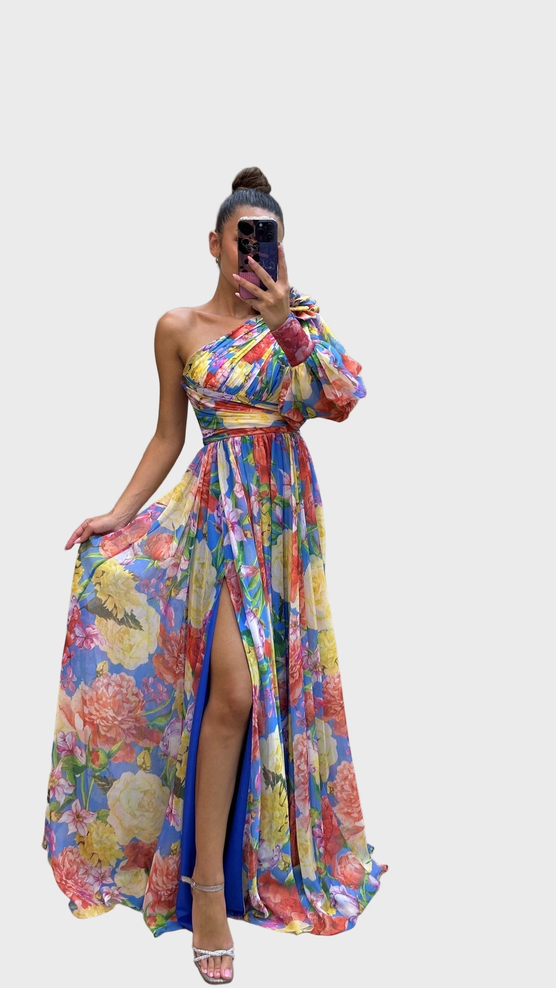 Floral Radiance One-Shoulder Maxi Dress