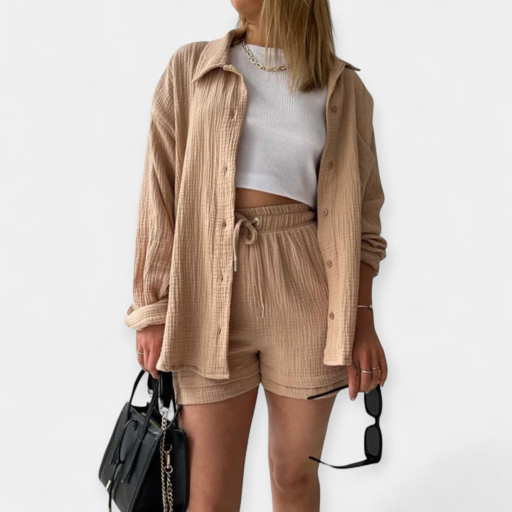 Bicolor Summer Top and Shorts Set