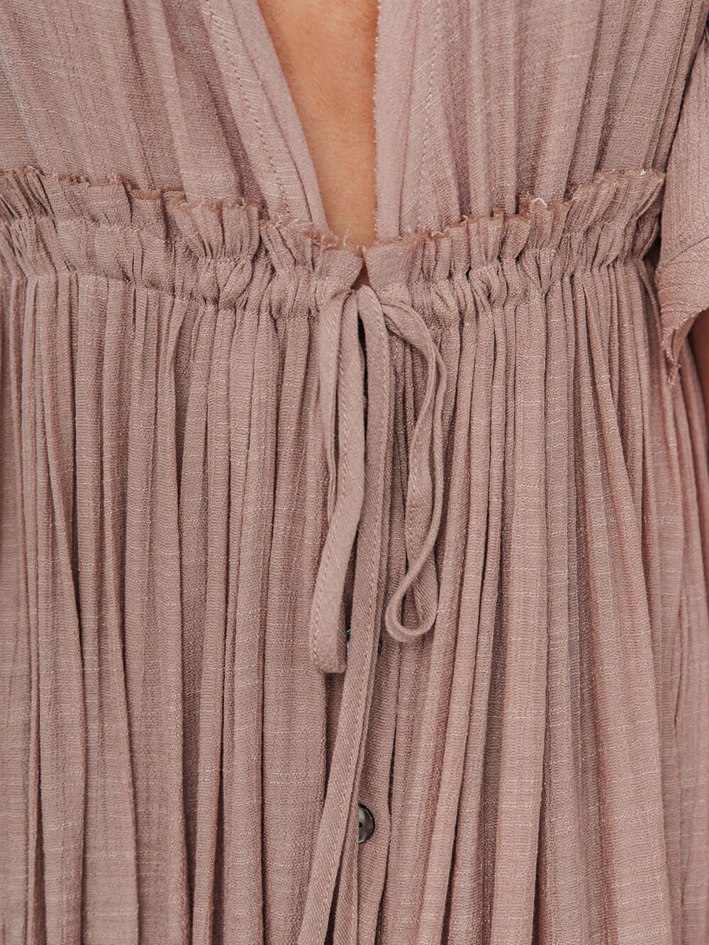 Buttoned Cotton Linen Perfect Boho Maxi Beach Dress