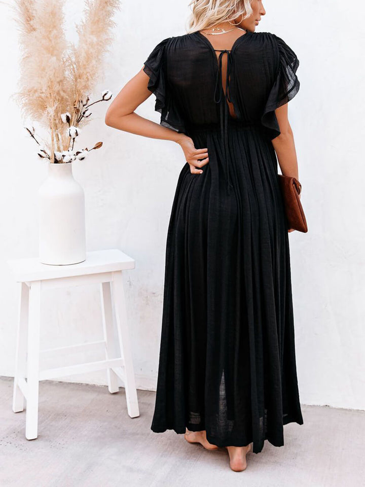 Buttoned Cotton Linen Perfect Boho Maxi Beach Dress