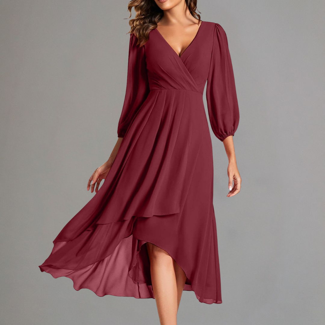 Rust Elegance Flowing Midi Dress