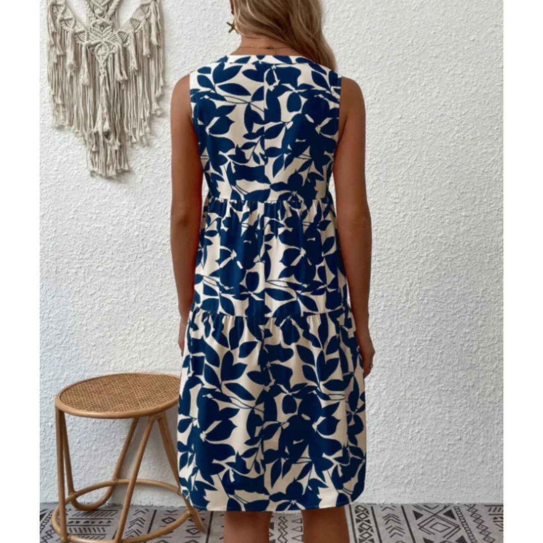 Monochrome Leaf A-Line Dress