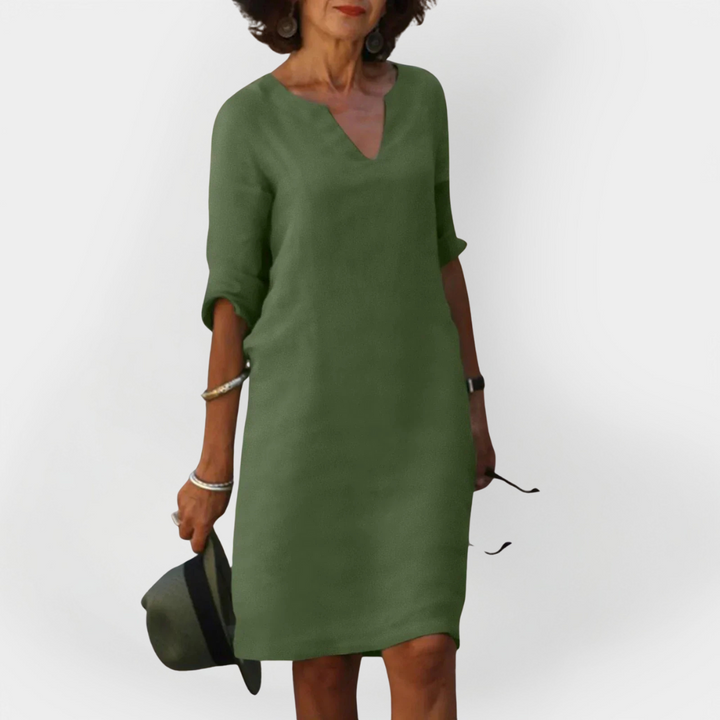 Everyday Dress with V Neckline