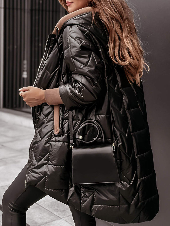 Champagne Shine Quilted Hooded Coat