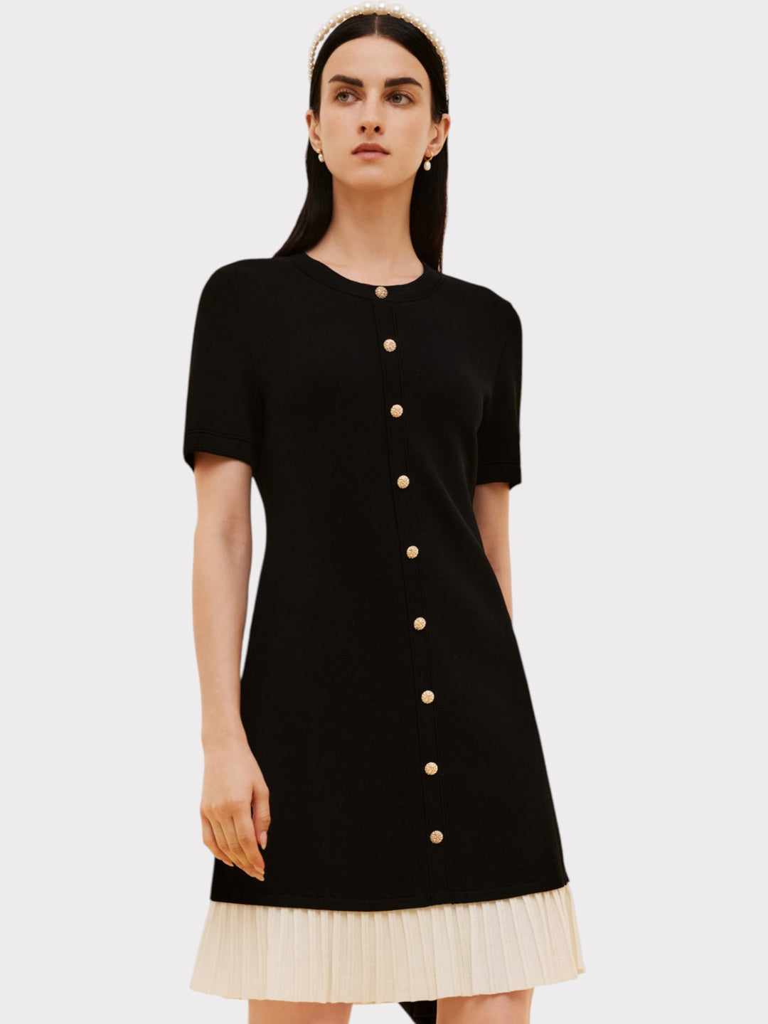 Pleated Contrast Charm Dress