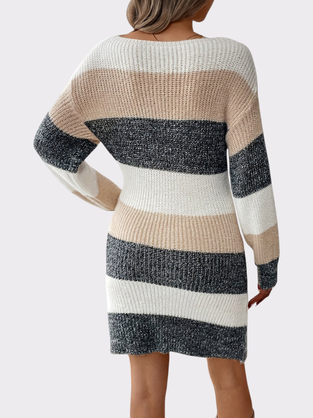 Cozy Stripes Knit Sweater Dress