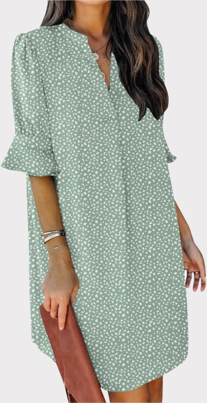 Summer Dresses for Women V Neck Ruffle Short Sleeve Casual Shift Dress