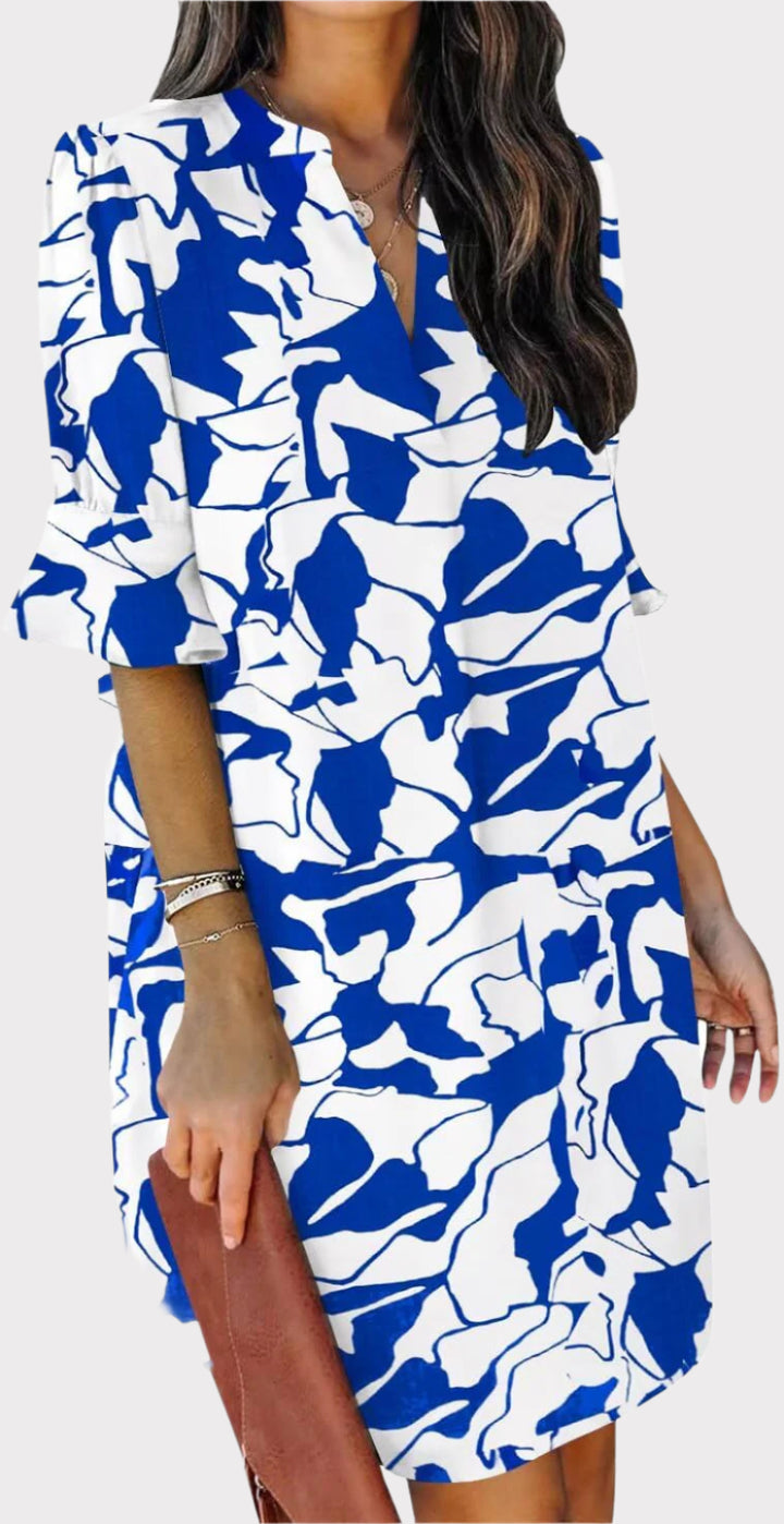 Summer Dresses for Women V Neck Ruffle Short Sleeve Casual Shift Dress
