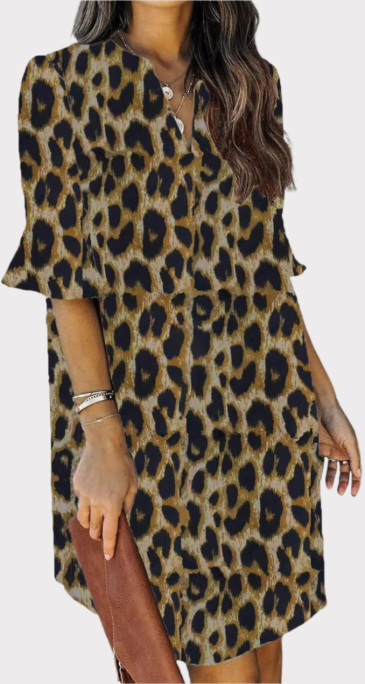 Summer Dresses for Women V Neck Ruffle Short Sleeve Casual Shift Dress