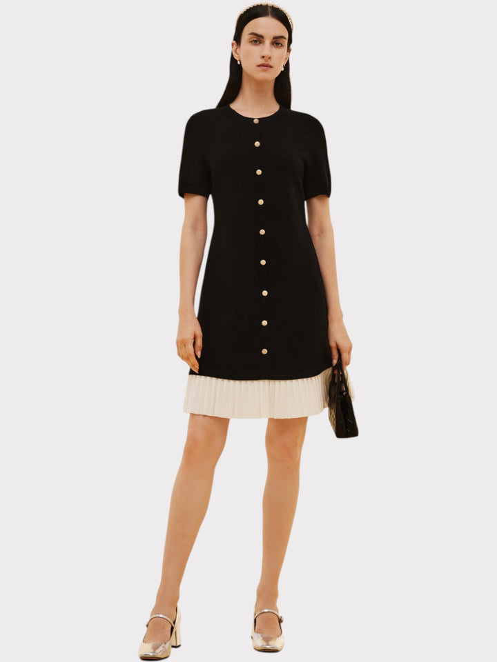 Pleated Contrast Charm Dress