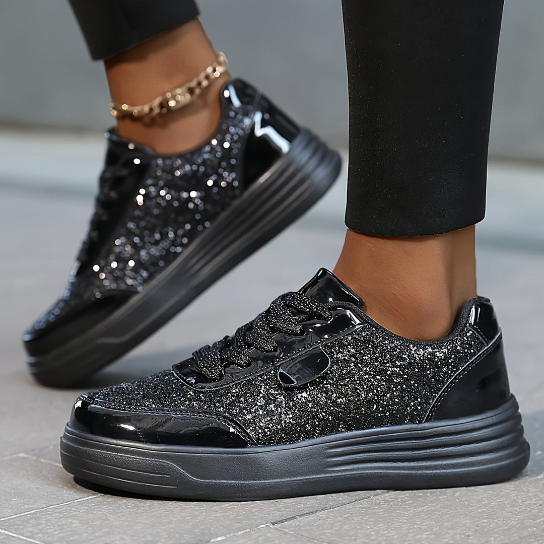 GlamStride Gold Glitter Sneakers