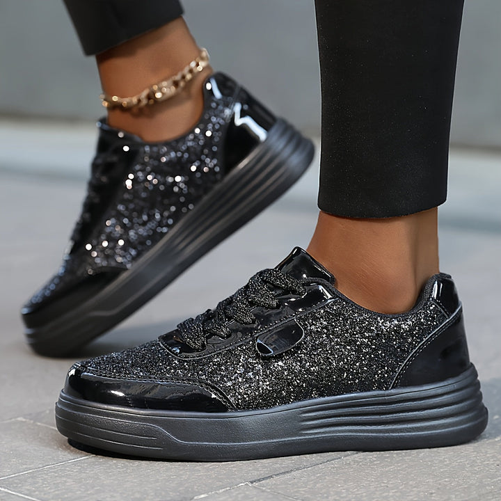 GlamStride Gold Glitter Sneakers
