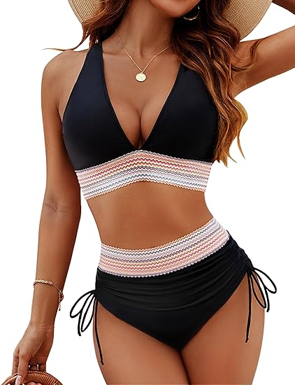 Azure Waves High-Waist Bikini Set