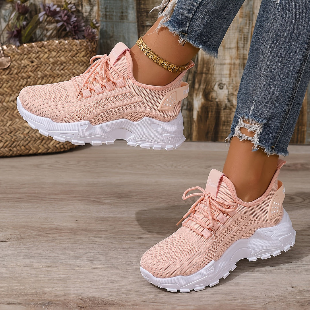 Beige Breathable Knit Sneakers