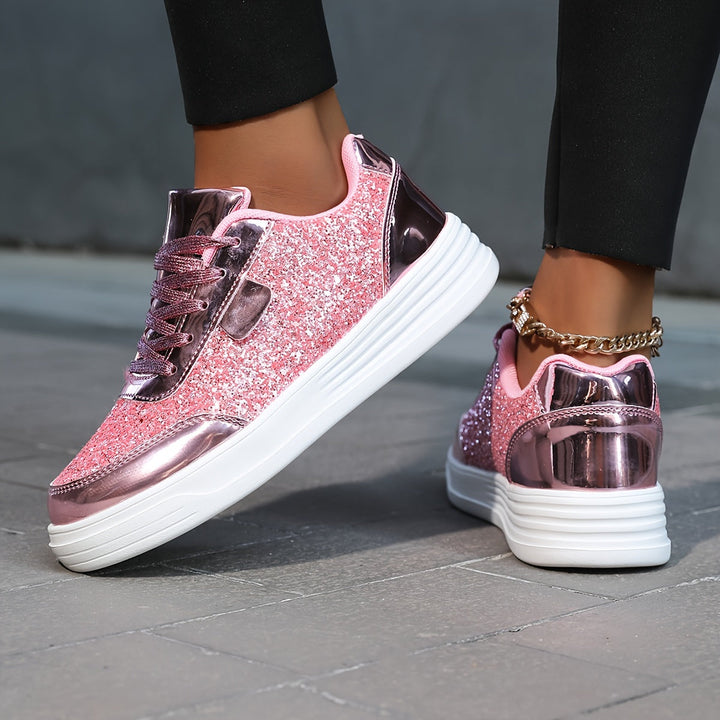 GlamStride Gold Glitter Sneakers