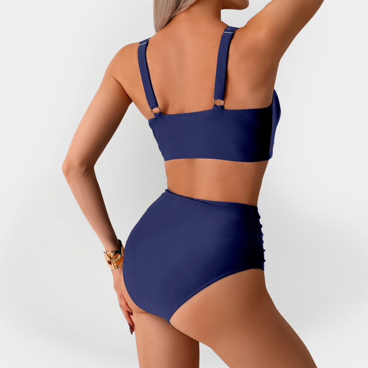Women's High-Waisted Bikini with Ruffle at the Bust