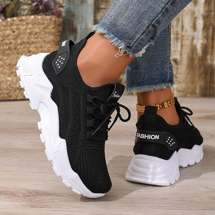 Beige Breathable Knit Sneakers