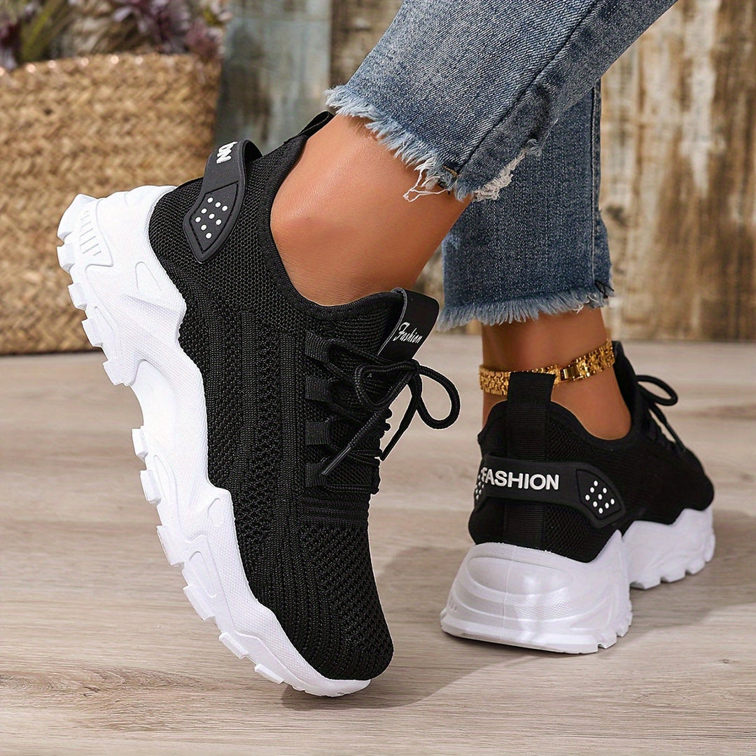 Beige Breathable Knit Sneakers