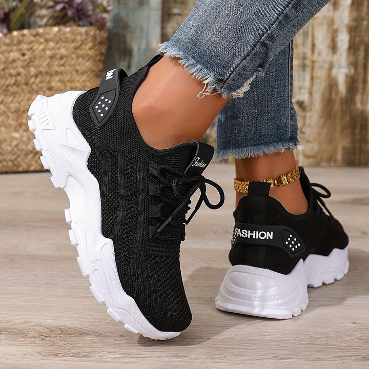 Beige Breathable Knit Sneakers