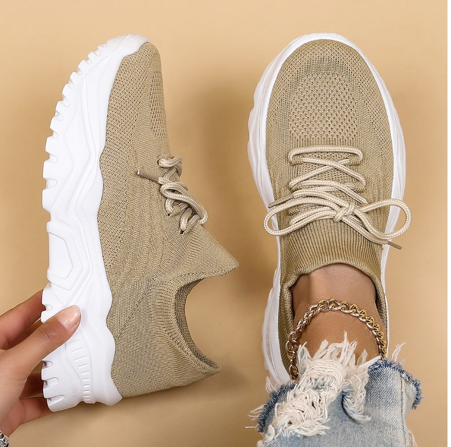 All-White Chunky Knit Sneakers