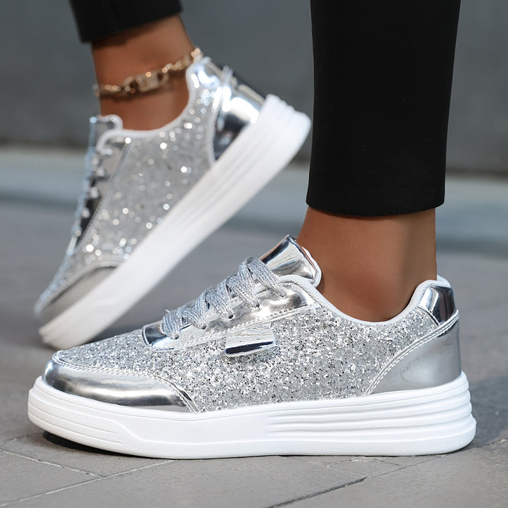 GlamStride Gold Glitter Sneakers